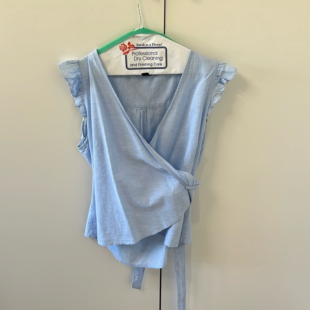 Blue linen top